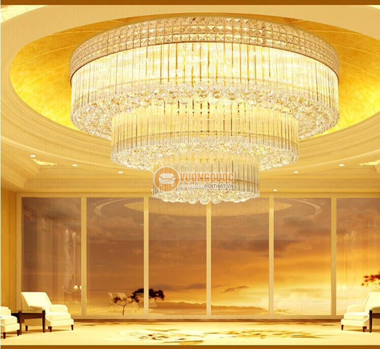 Đèn ốp trần pha lê kích thước lớn treo sảnh khách sạn CM222-4